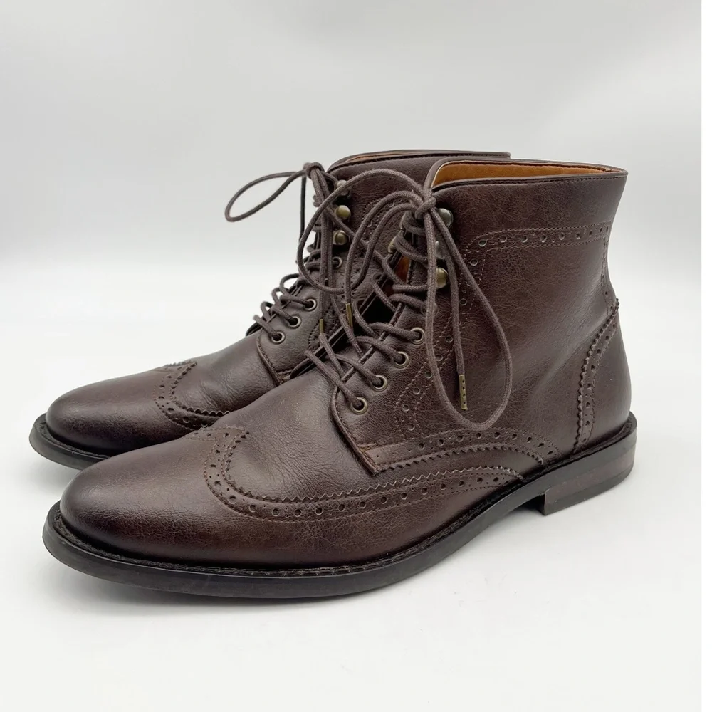WVS Vegan Leather Lace Up Brown Boot. Size 42